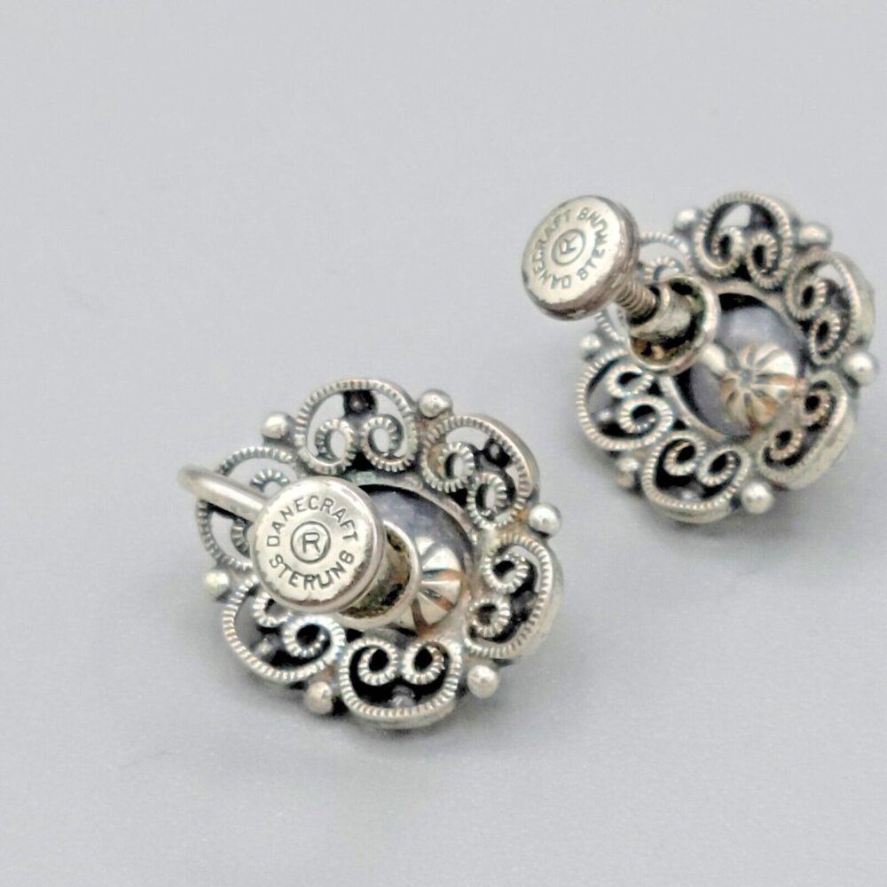 Vintage Danecraft Sterling Silver Filigree Mini Cameos Bracelet Earrings Set - Picture 4 of 13